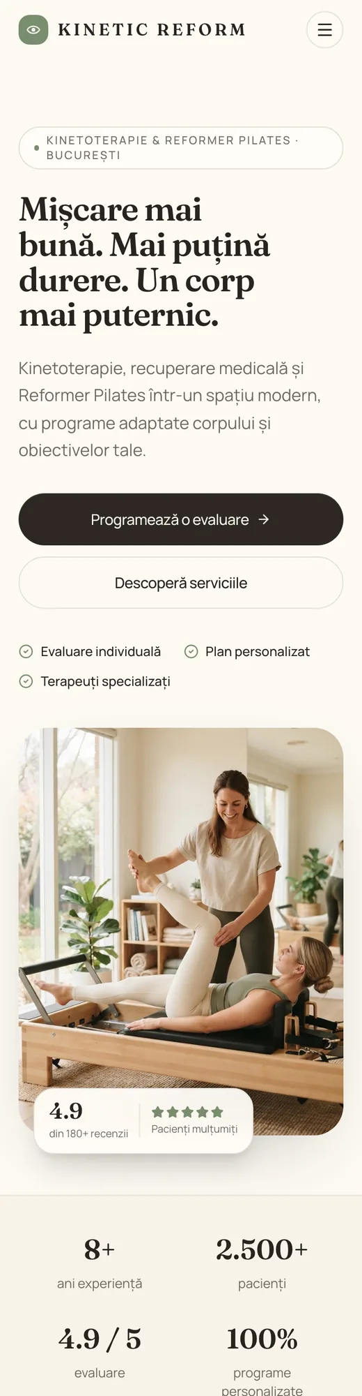 Aceeași pagină pe telefon.